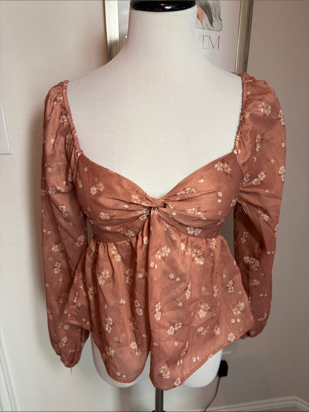 Alter’d State Rust Floral Peasant Top XS